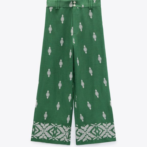 Zara Pants - LINEN BLEND CULOTTES GREEN - REF. 2731/240 (NWT)